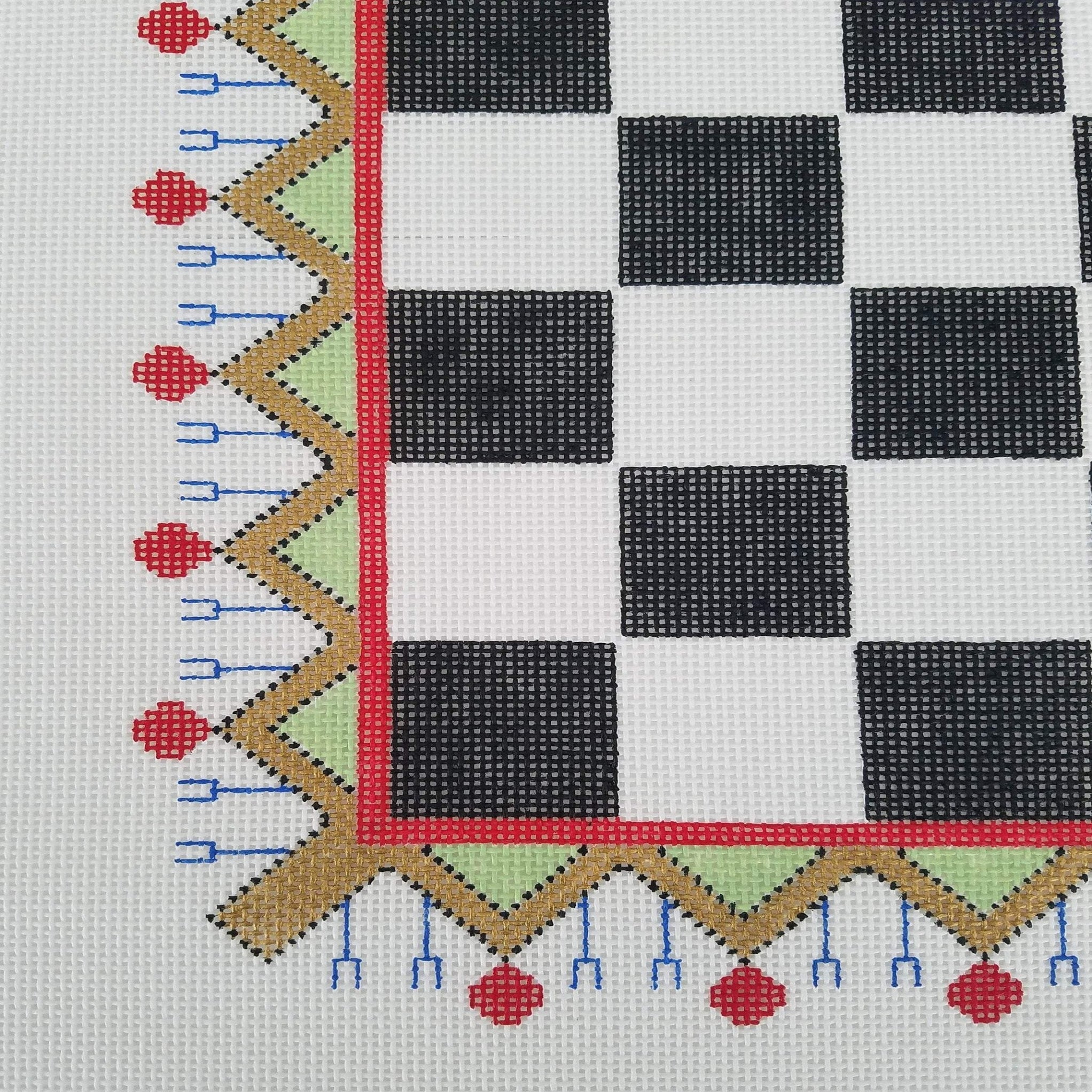 Checkers/Chess Board Canvas Design | Silver Stitch Needlepoint